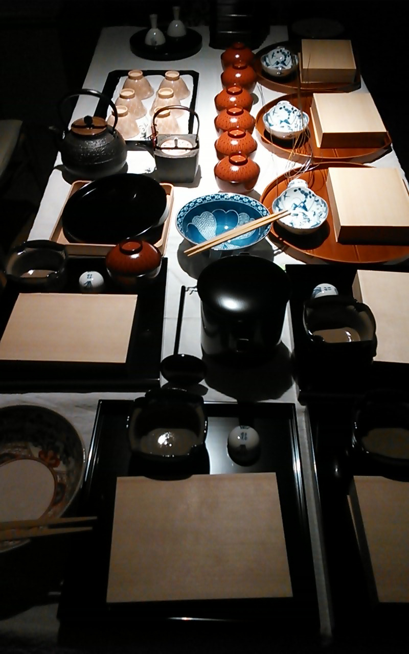 Preparing the sets of Kaiseki (meals for Chaji ) on the previous day ( New Year’s Eve)