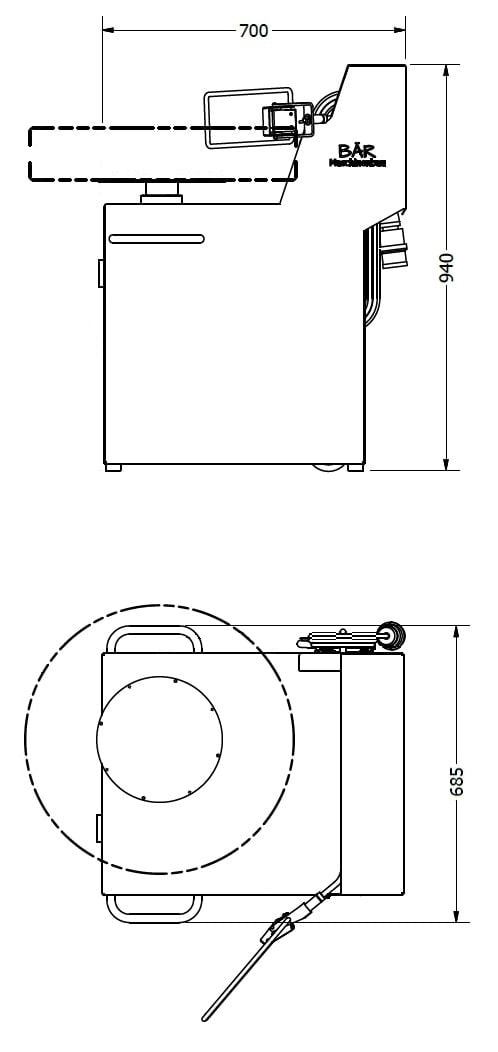 Dimensions derinder machine EM-700