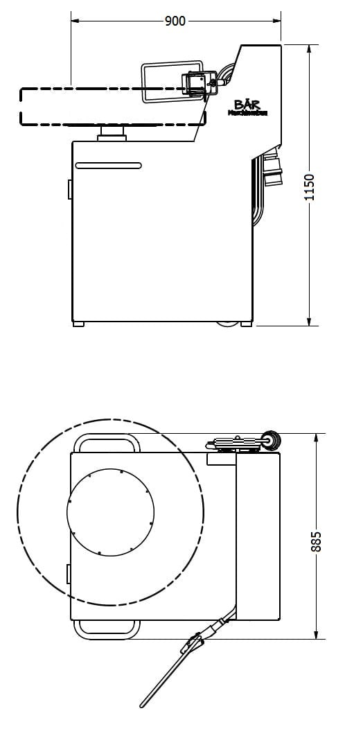 Dimensions derinder machine EM-1000