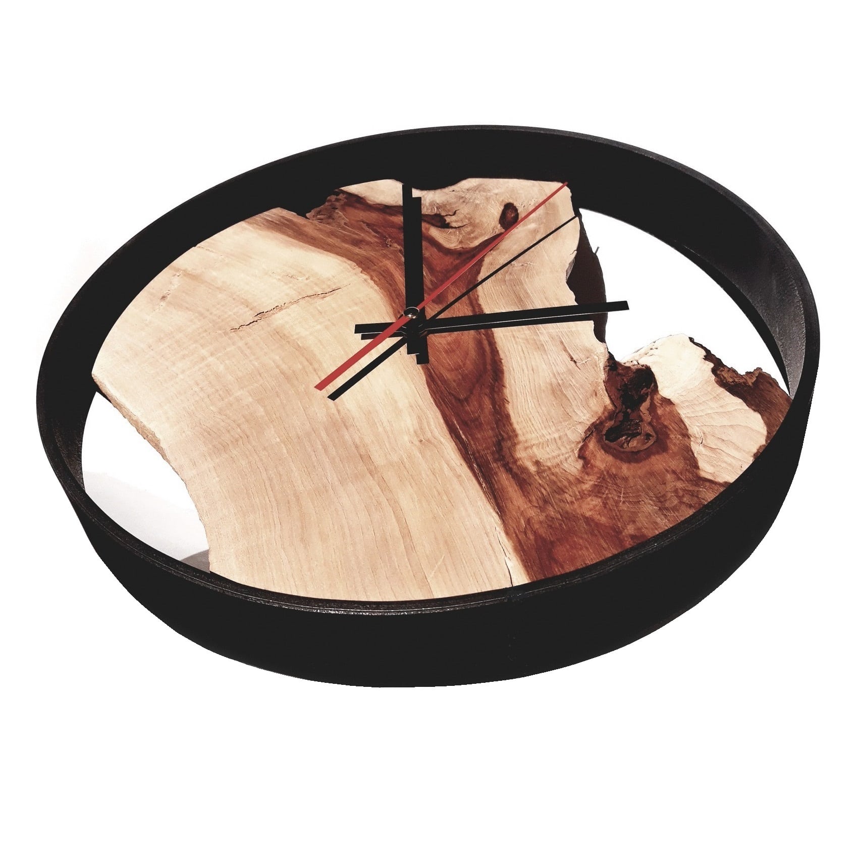 Wall clock walnut wood steel ring - Walnussholz mit Stahlring