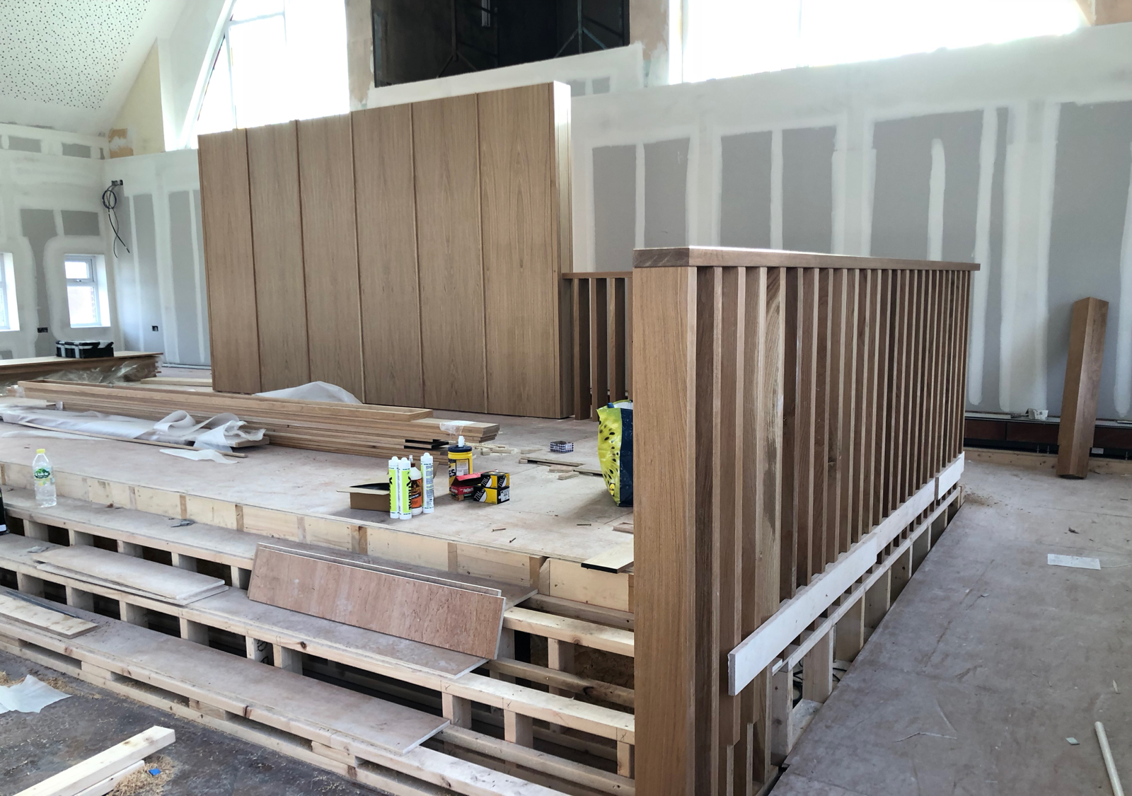 The new staging, with accessible ramp, is near completion 
