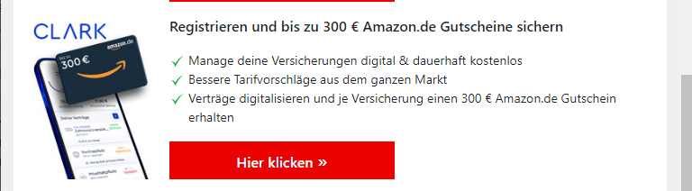 Clark Werbung, 300 € je Versicherung