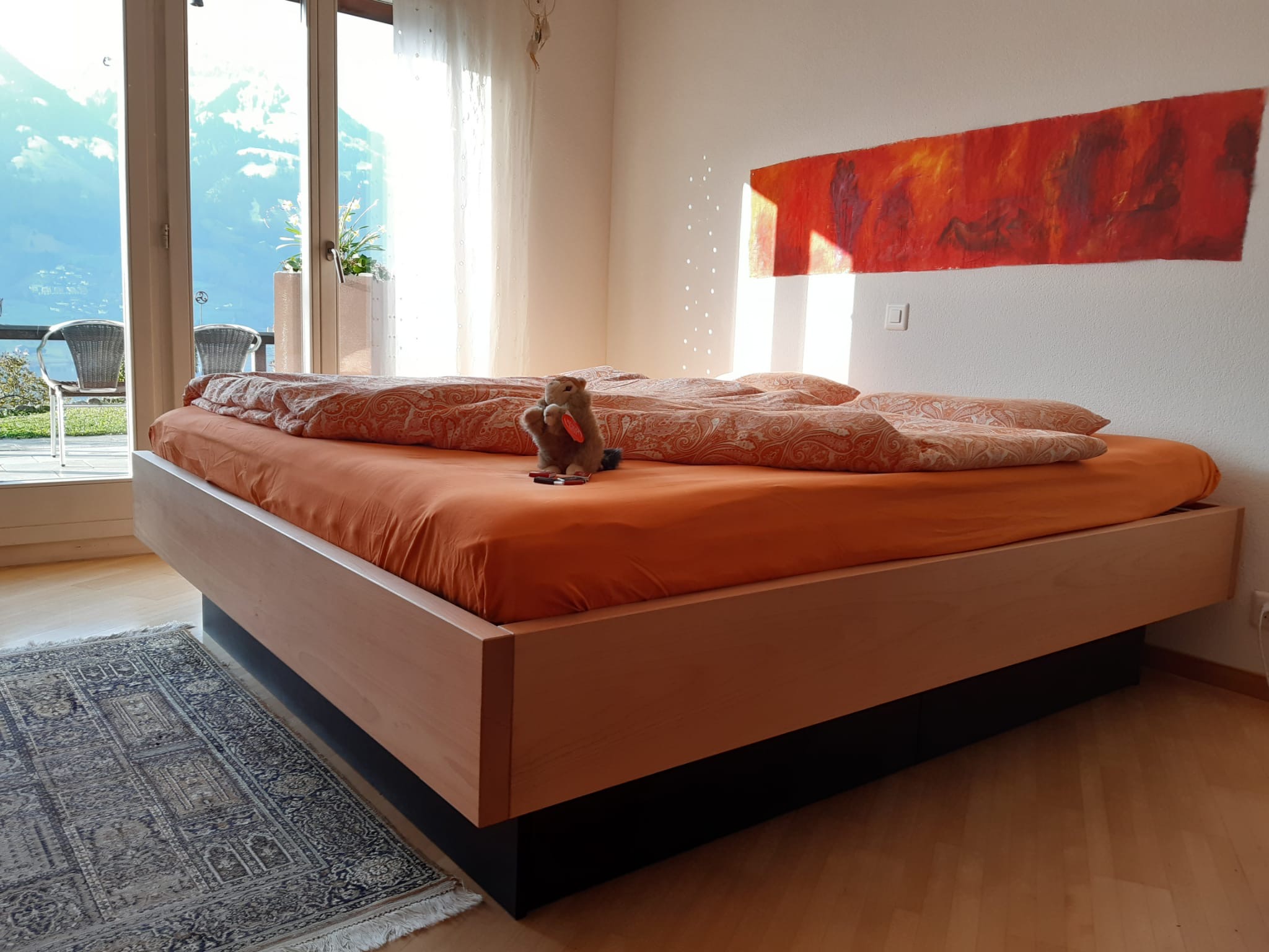 Buchen Bettgestell, geölt mit vier praktischen Schubladen