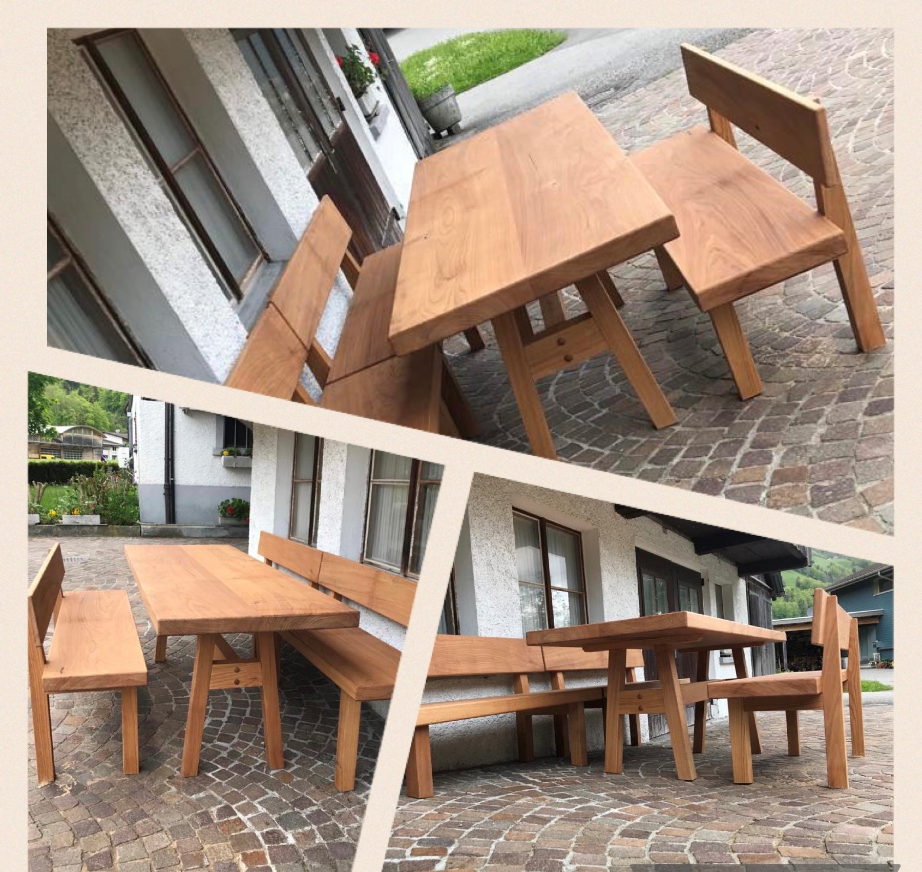 individuelle Tischgarnitur aus Kastanien - Holz