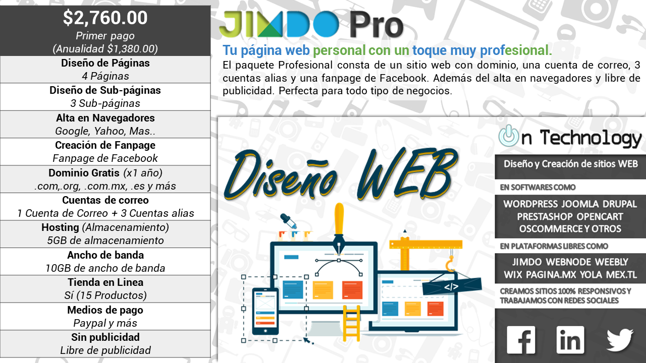 Jimdo Pro, Creamos tu sitio web.