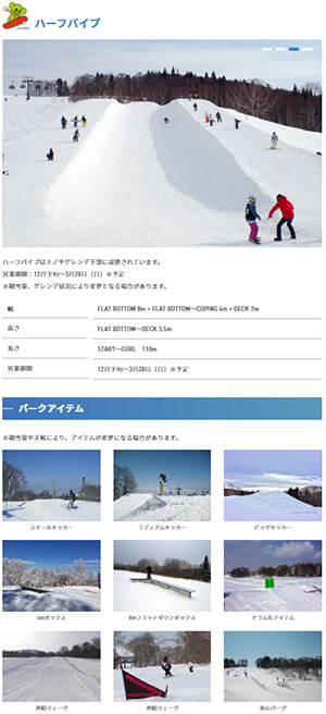 新潟県　野沢温泉スキー場　スノーパーク　ハーフパイプ　スキー場ゲレンデ情報　ビッグマウンテン