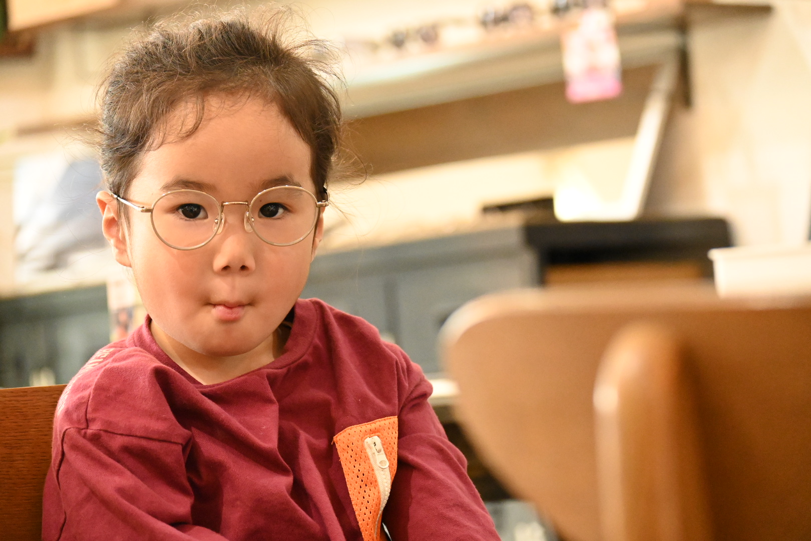 【お洒落可愛い。弱視治療用メガネ】フレーム：BCPC Kids BK-017SR　レンズ：Ito Lens ACROLITE1.60 TRN Cort　