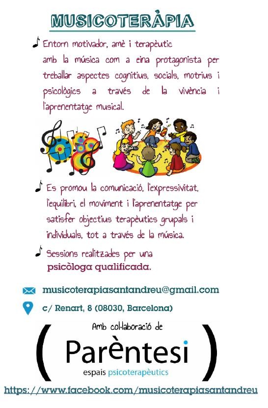 taller de musicoteràpìa a Sant Andreu