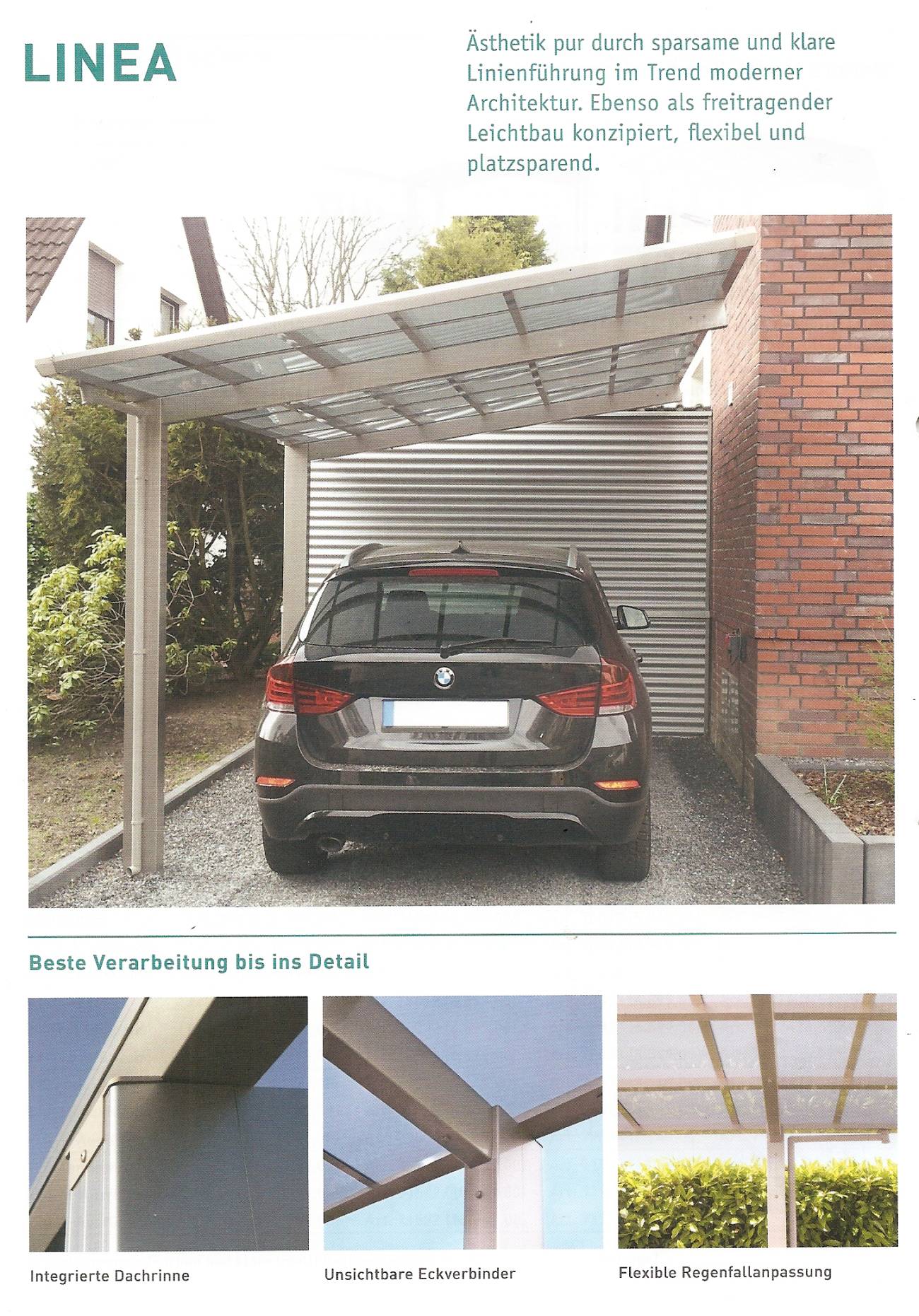 Aluminium - Schrägdach Carport-Garage-Geräte-/Mehrzweckhaus Carport LINEA
