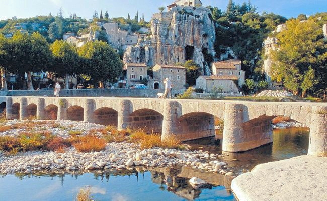 Labeaume and its submersible bridge, village of character in southern Ardèche