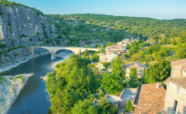 Balazuc and its bridge, village of character in southern Ardèche