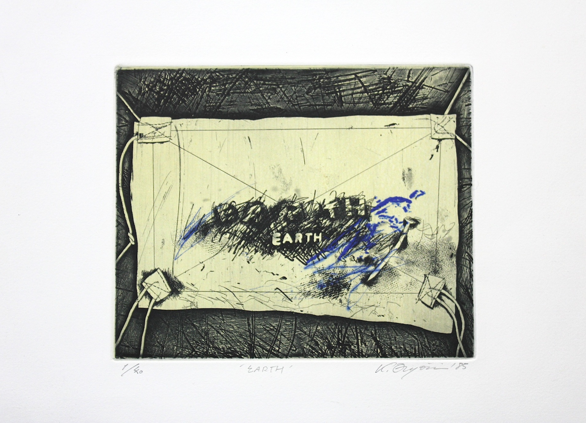 Kenji  Onjyoji  /  園城寺建治　Earth  　銅版画　紙　１９８５年