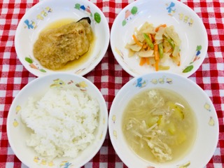 12/15　ご飯　みそ汁　さばの焼きおろし煮  レンコンのきんぴら