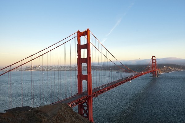 Blick auf die Golden Gate Bridge, San Francisco, Kalifornien, USA