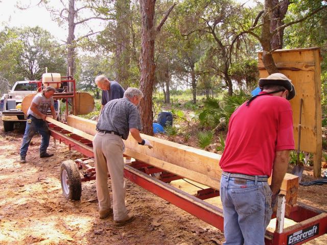 Portable sawmill, beam for pole barn