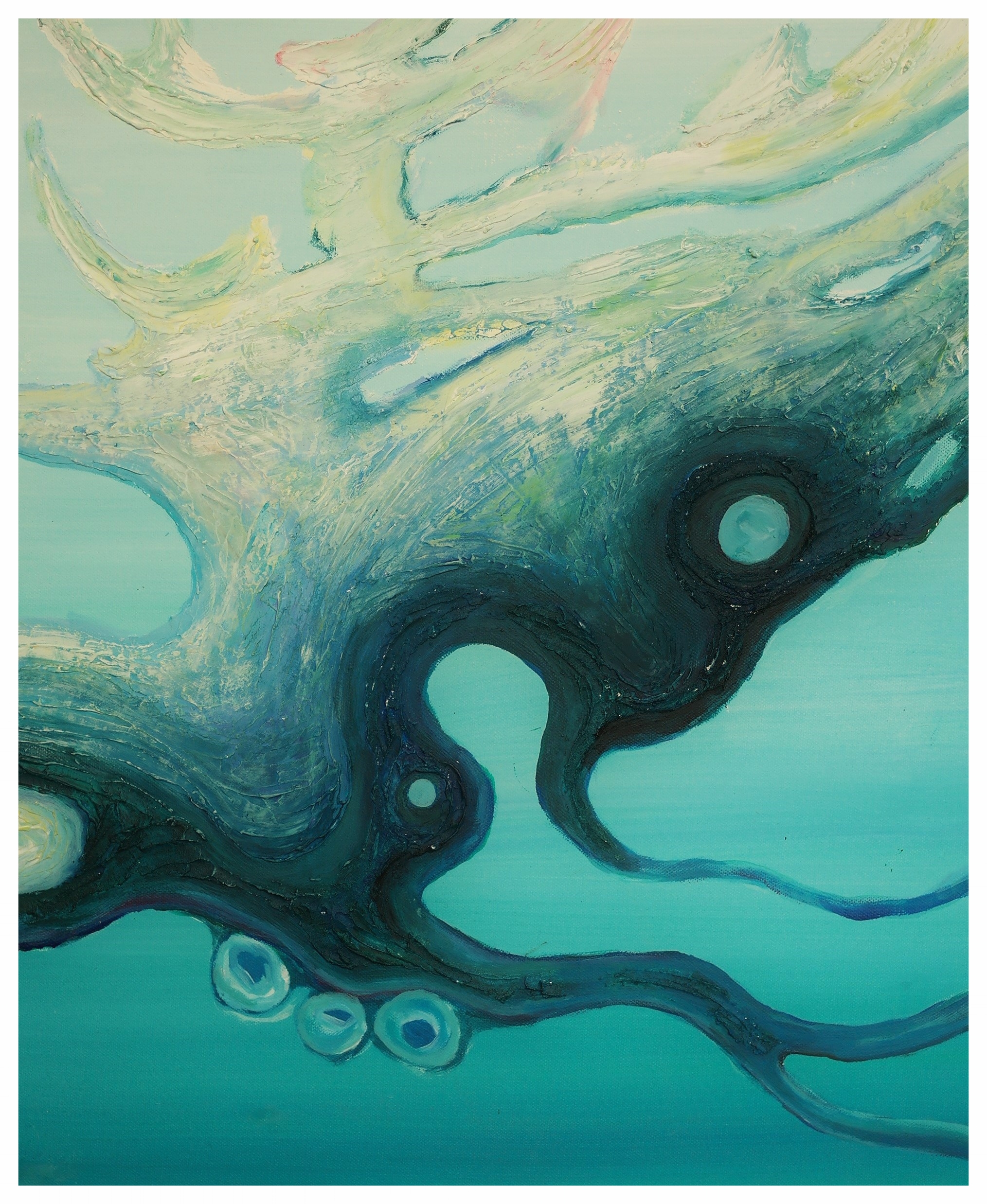 Acrylfarbe, Spachtelmasse auf Leinwand,