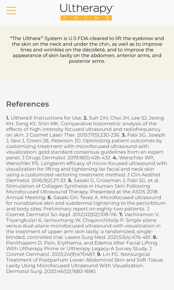 Studien und FDA Clearing zu Ultherapy PRIME Body