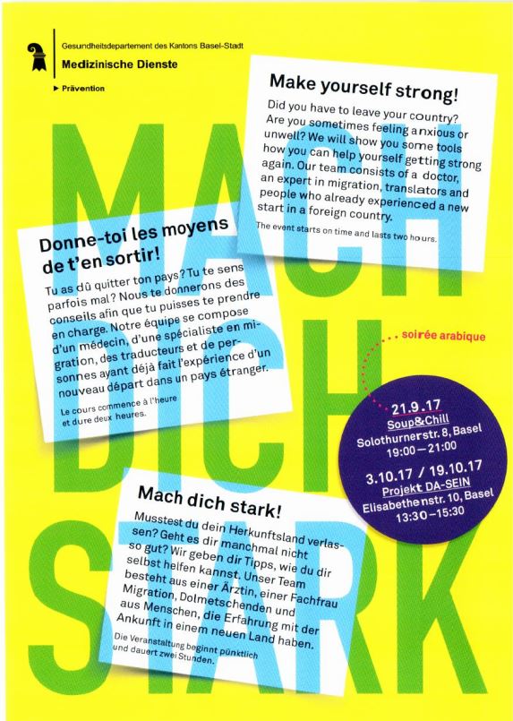 Pilot project "Mach dich stark" of the Health department in Basel with the use of the book and the case