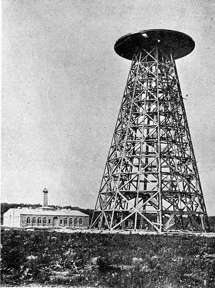 Tesla's Wardenclyffe plant in partial stage of completion. Work on the cupola had not yet begun.