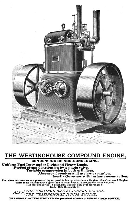 1893 Ad-Westinghouse Machine Co., Compound Steam Engine