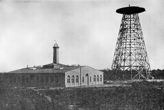 Tesla's Wardenclyffe plant on Long Island in partial stage of completion. Work on the 55-foot diameter cupola had not yet begun.