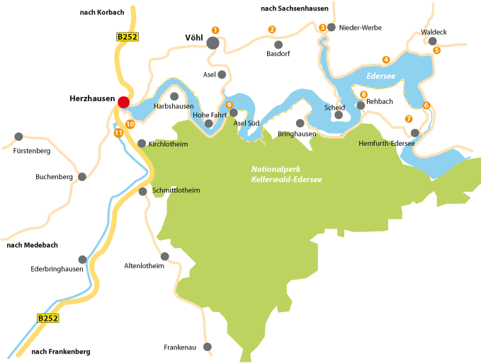 Toursitenziele rund um den Edersee