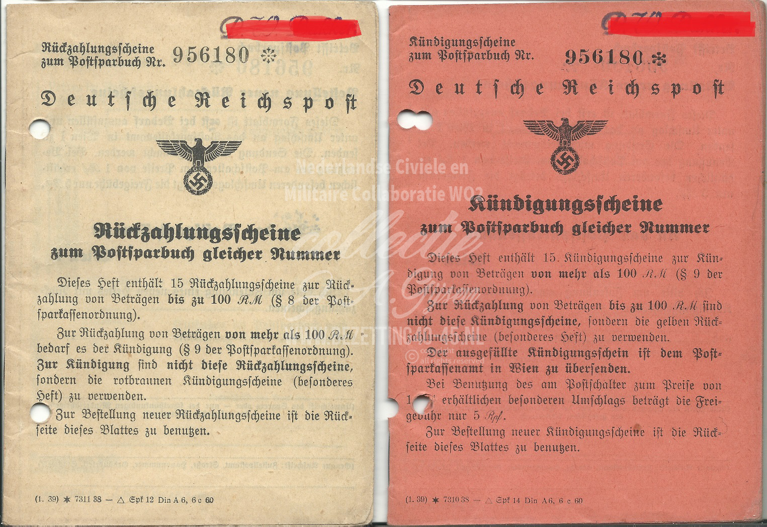 Deutsche Reichspost Rückzahlungsscheine Kündigungsscheine.