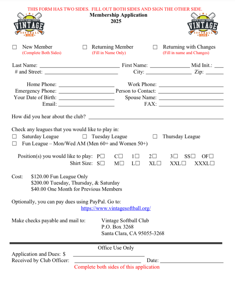 Application form to be printed out and completed....