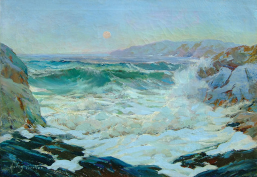 Harry Britton Moonrise on the Cornish Coast