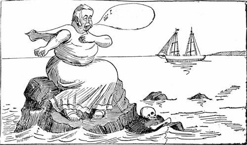 Caricature of Julius Olsson as a siren - the logo of The Siren