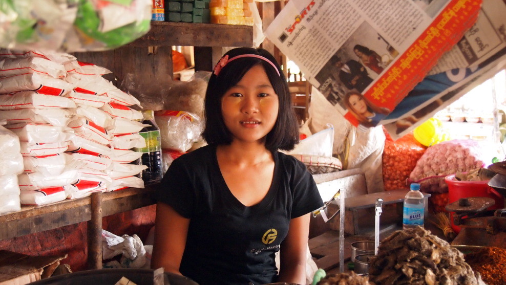 Vendor on a market, Yangon, Myanmar