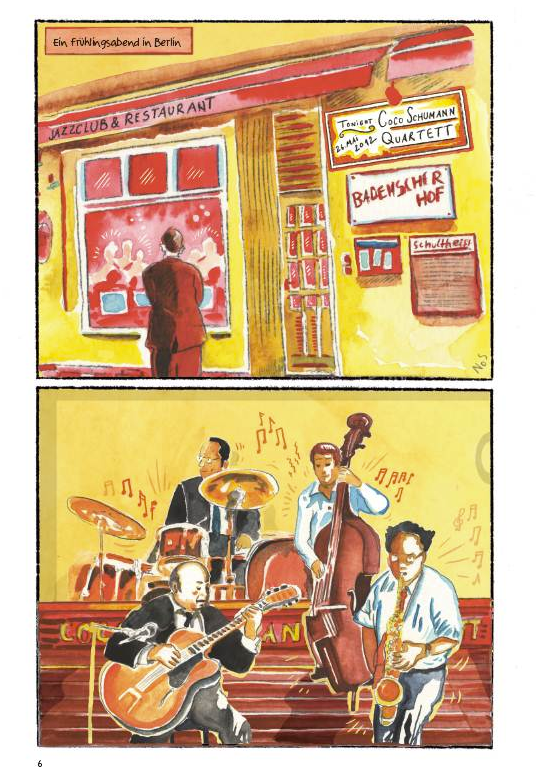 I got Rhythm - die Graphic Novel über Coco Schumann - hier eine der von Niels-Schröder gezeichneten Seiten aus dem Buch. © niels-schroeder 2014