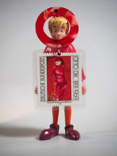 schöne Frau / Briefmarke mit Gemälde von Otto Dix