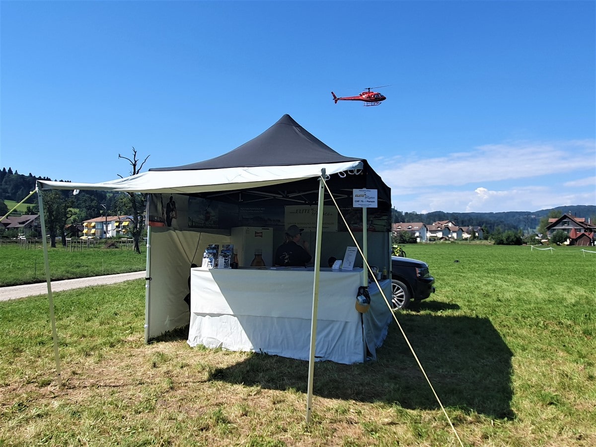 village festival Wila 2023, Scenic Flight Events, Helicopter Scenic Flight, AS 350 B2 Ecureuil, HB-ZPF. Helicopter approaching, Helicopter Flight favorable