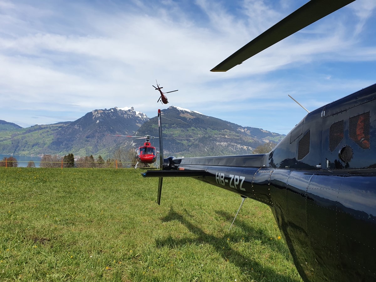 Elite Flights, Gourmetflug, Restaurant Hotel Chemihütte, Abflug, fliegen Sie mit dem Helikopter zu einem Restaurant