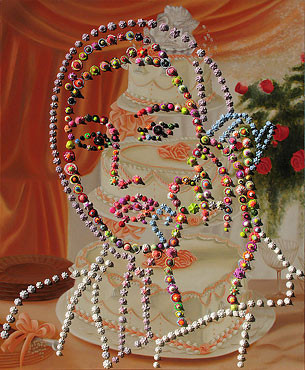 © Farhad Moshiri « Mobile talker », 2007 huile, peinture polymère synthétique et paillettes sur toile, 170 x 140 cm