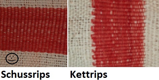 Mustertuch Clavi : Vergleich von Schuss und Kettrips
