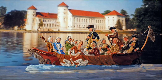 Lustige Kahnpartie in Rheinsberg mit Kronprinz Friedrich um 1730