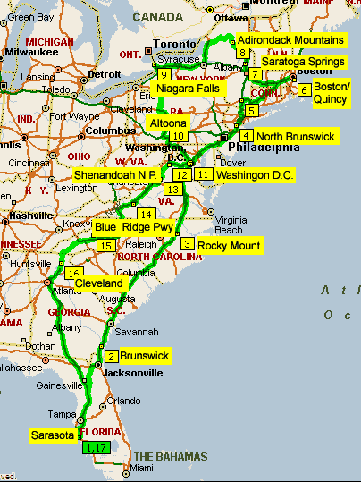 Übersichtskarte der Tour (Microsoft Streets & Trips)