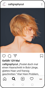 Calligraphy Cut bei Coiffure Vogue in Aarau. Foto Instagram Calligraphy Cut