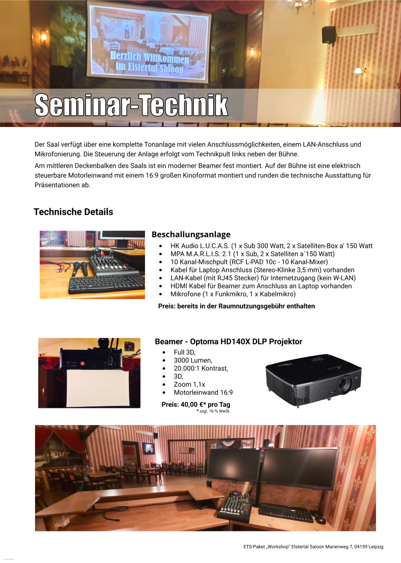 Elstertal Saloon Seminartechnik
