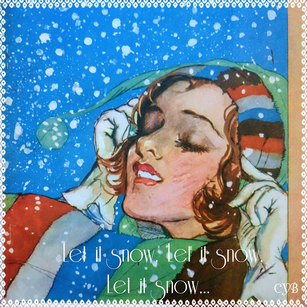 "Let it snow" Vintage Poster stlk 20 x 20 cm. (Artikelnr: 00077)