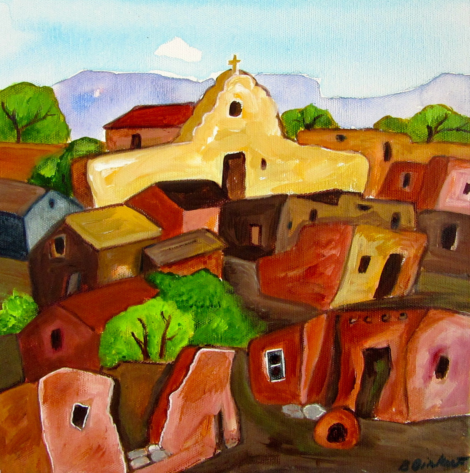 Spanish Village, acrylic on canvas 12 x 12  SOLD