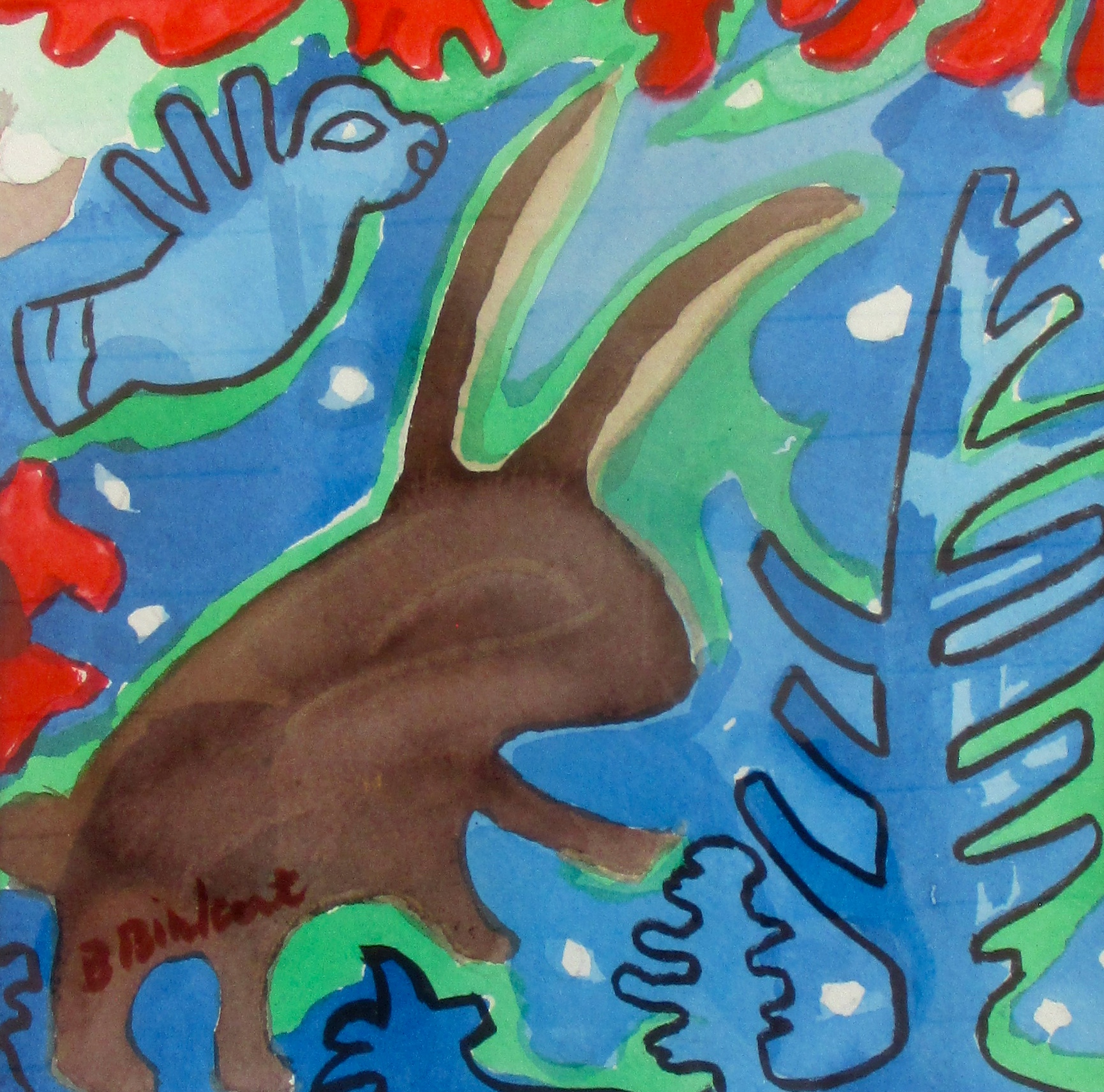 Rabbit Spirit, watercolor, 11 x 14 SOLD