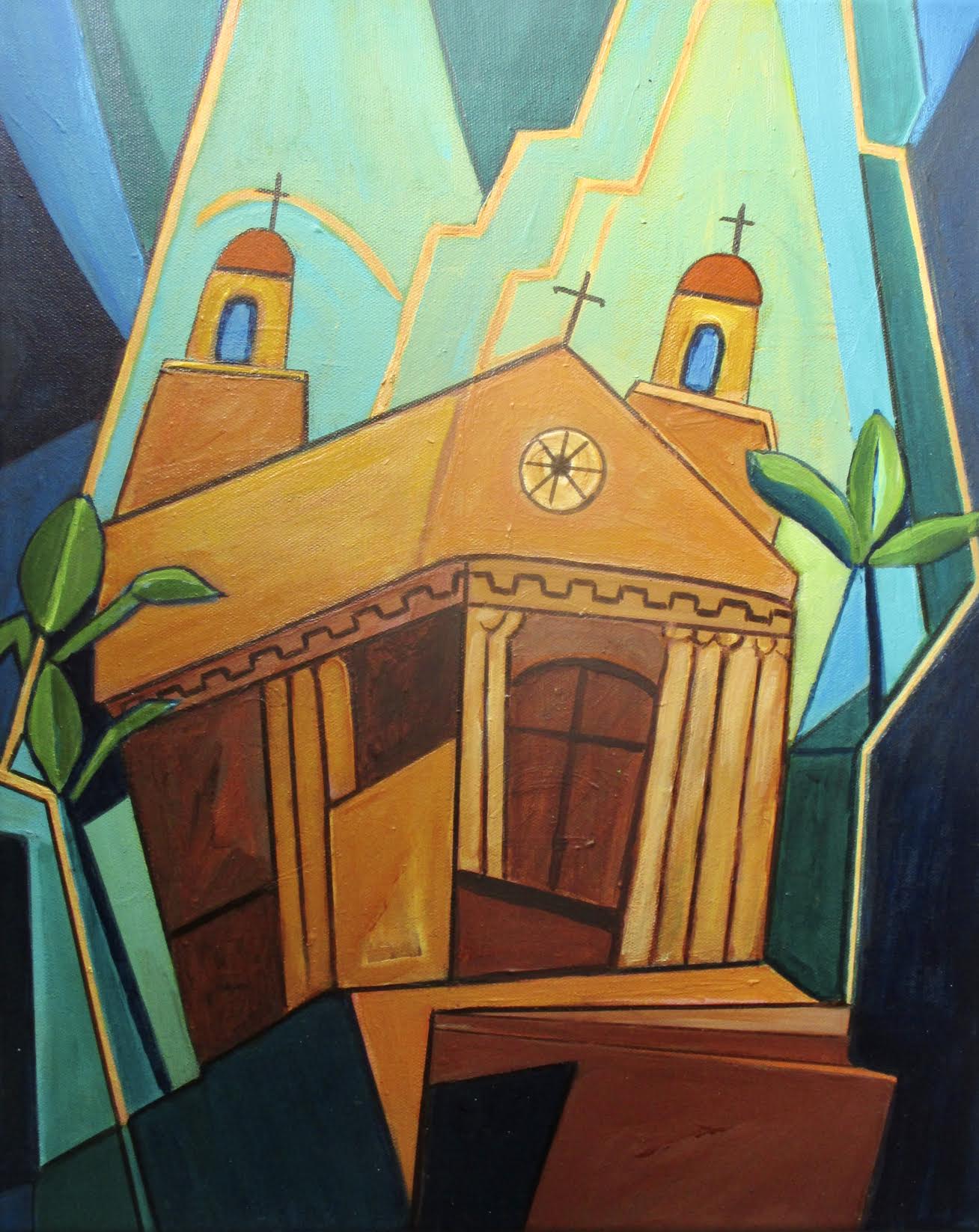 Mission Church, acrylic on canvas, 16 x 20