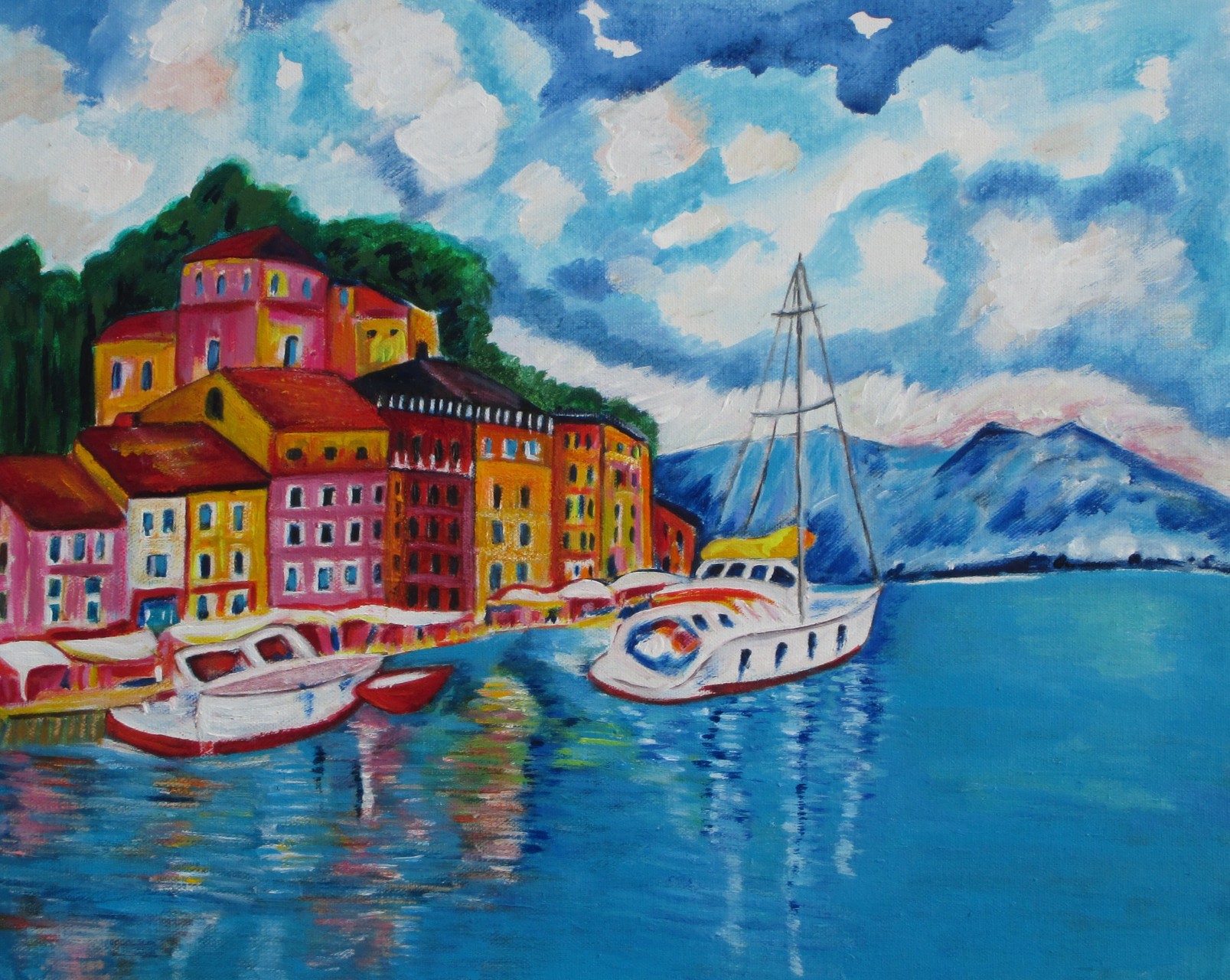 Portofino, acrylic on canvas, 20 x 16, SOLD