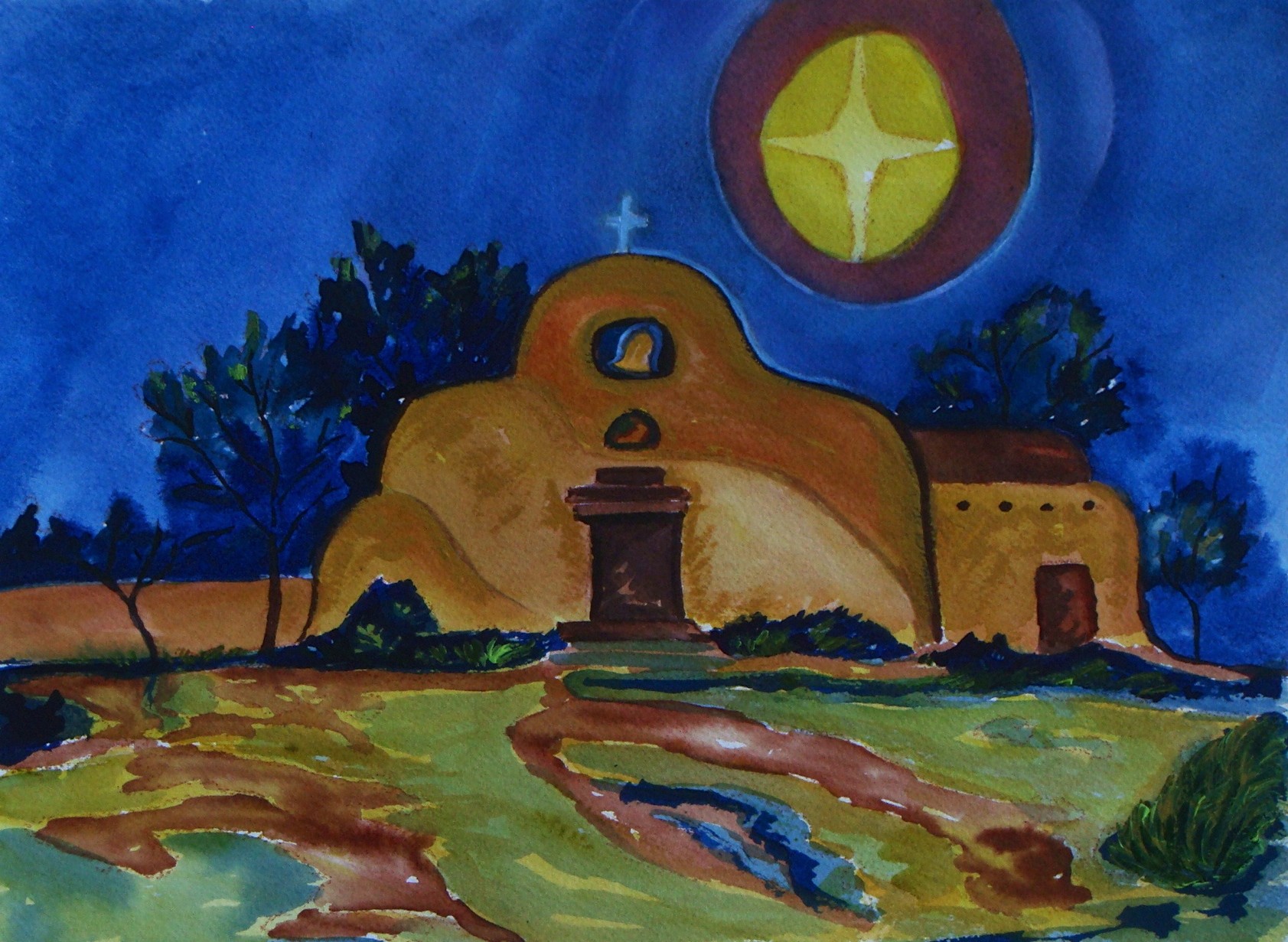 Starry Night, watercolor, 12 z 9, 2014 SOLD