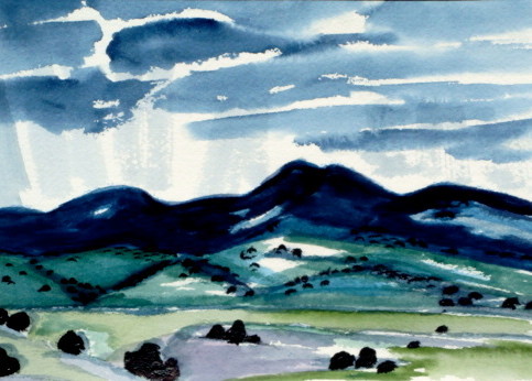 Mountain Shower, watercolor, 10 x 7, 2012 SOLD