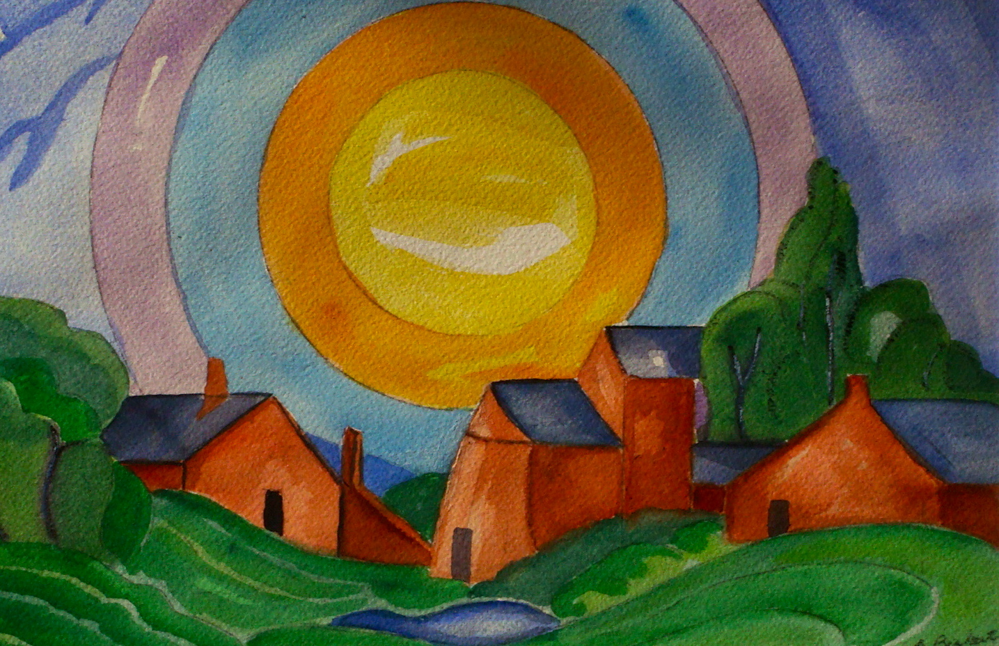 El Sol, watercolor, 16 x 12, matted