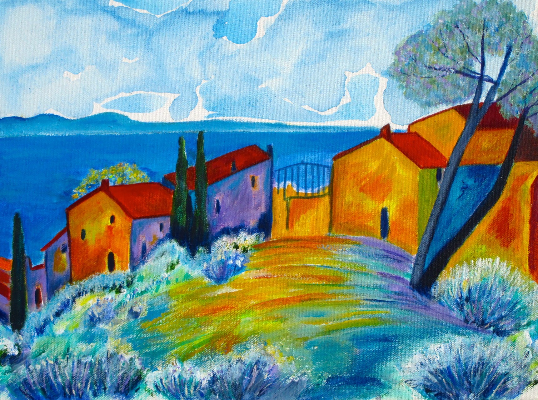 Liguria, acrylic on canvas, 16 x 12